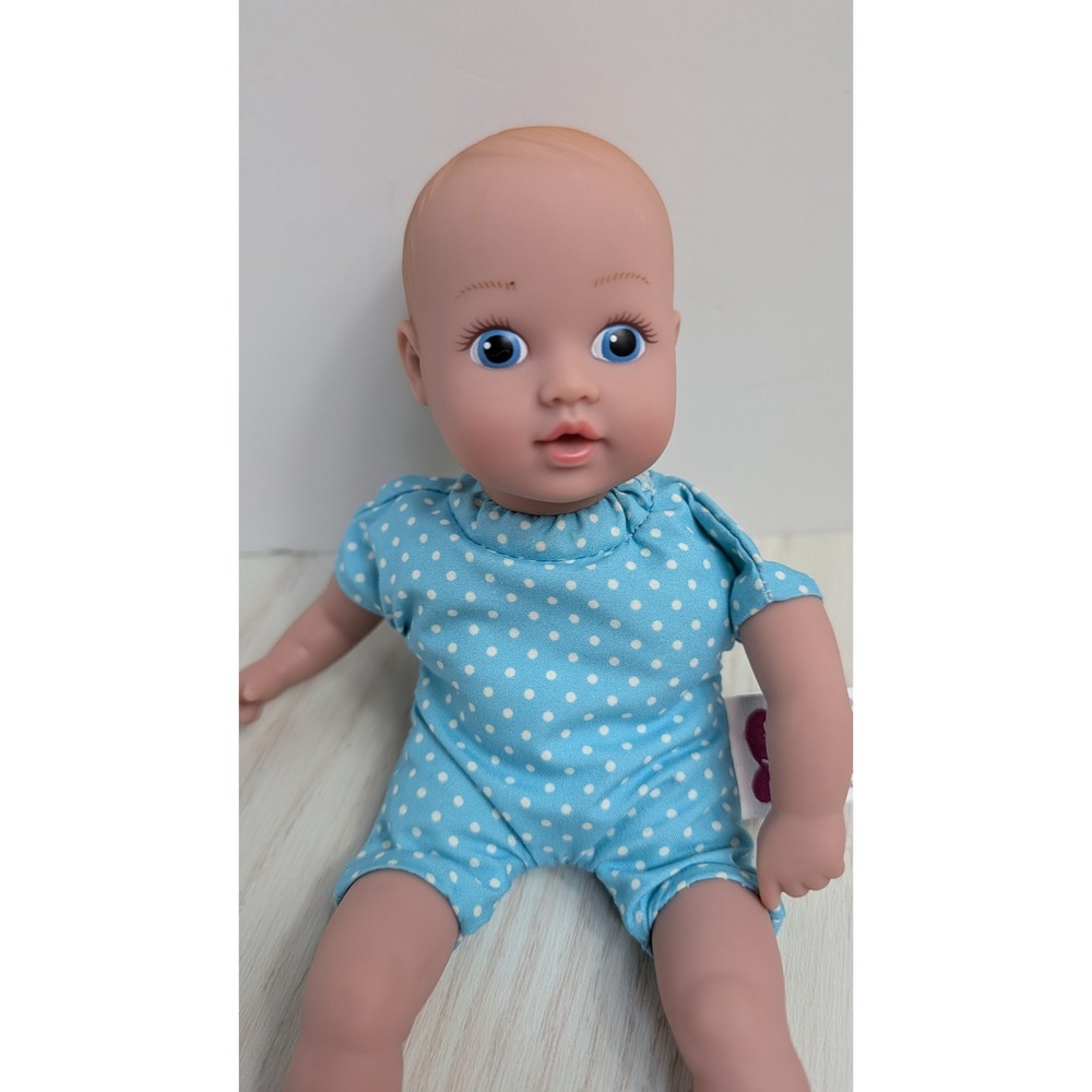 Adora Bath Time baby Doll Blue White Polka Dot Outfit Blue Eyes Bean Body